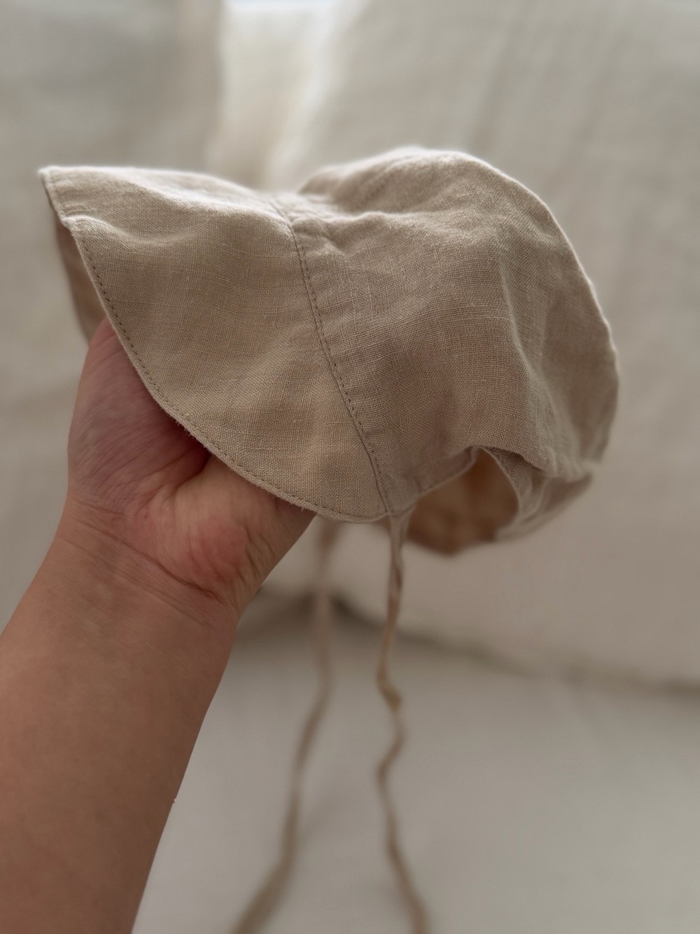 Neutral Tan Cotton Sun Hat for Kids - Lightweight Bonnet